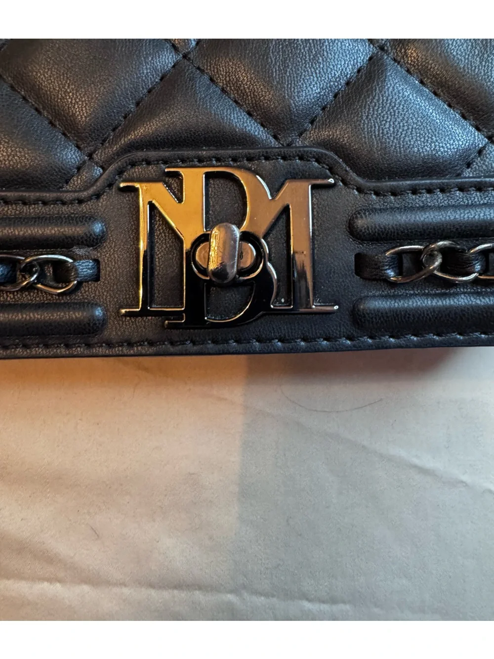 Badgley Mischka Black Quilted Crossbody with Chain Strap